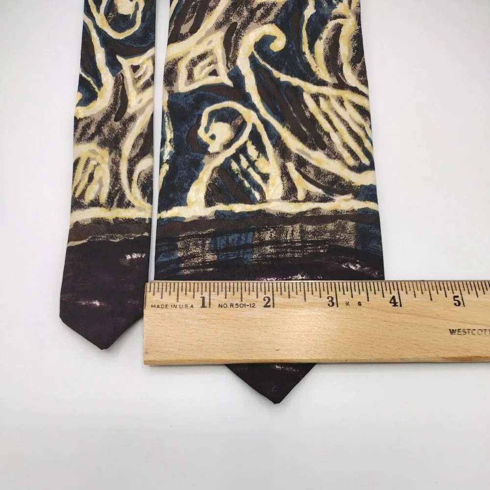 Vintage Men's Tie Hunting Horn J. Riggings 100% Silk Deep Plum Soft Yellow